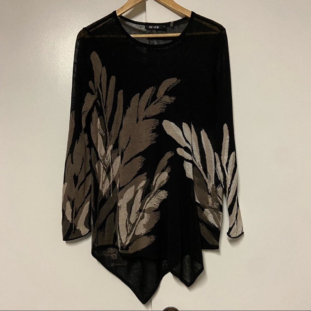 Nic + Zoe Asymmetrical Hem Linen Blend Lagenlook Sweater Size Small